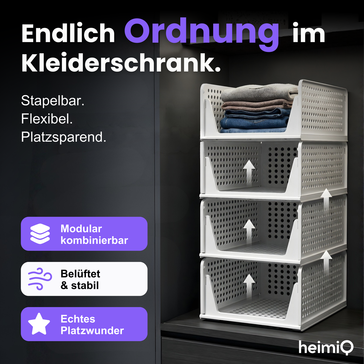 Kleiderschrank-Organizer (4er-Set) – Endlich Ordnung, flexibel & platzsparend