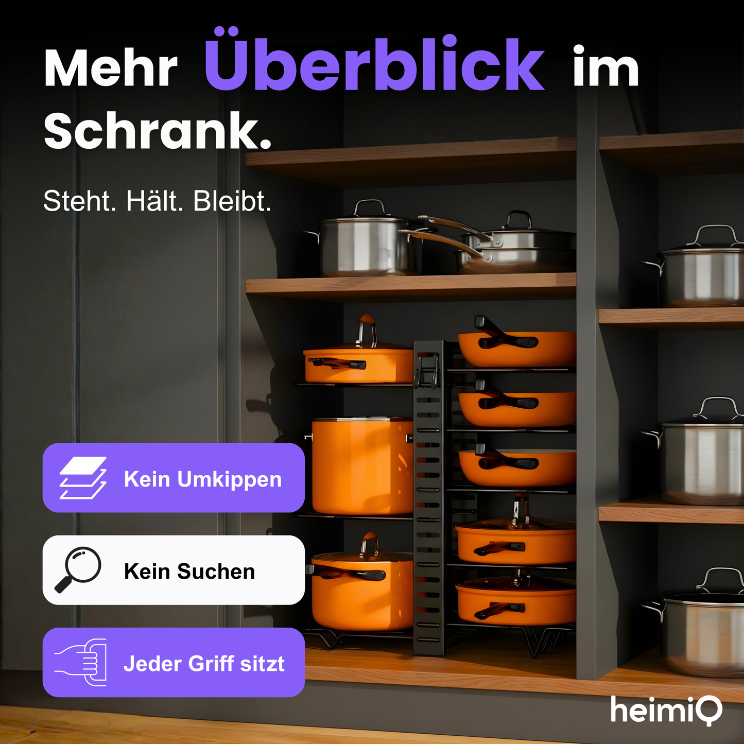 8-stufiger Pfannenständer-Organizer – Maximale Ordnung für Töpfe & Pfannen