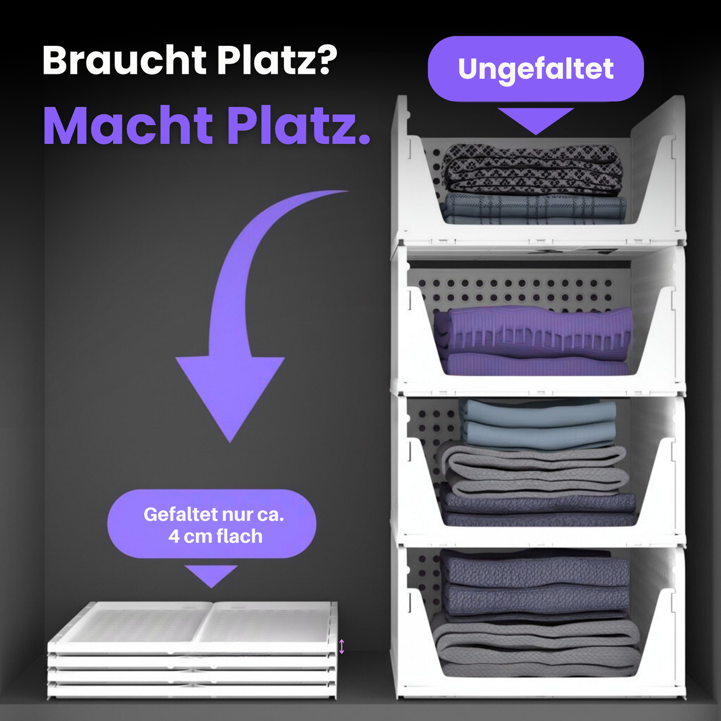 Kleiderschrank-Organizer (4er-Set) – Endlich Ordnung, flexibel & platzsparend