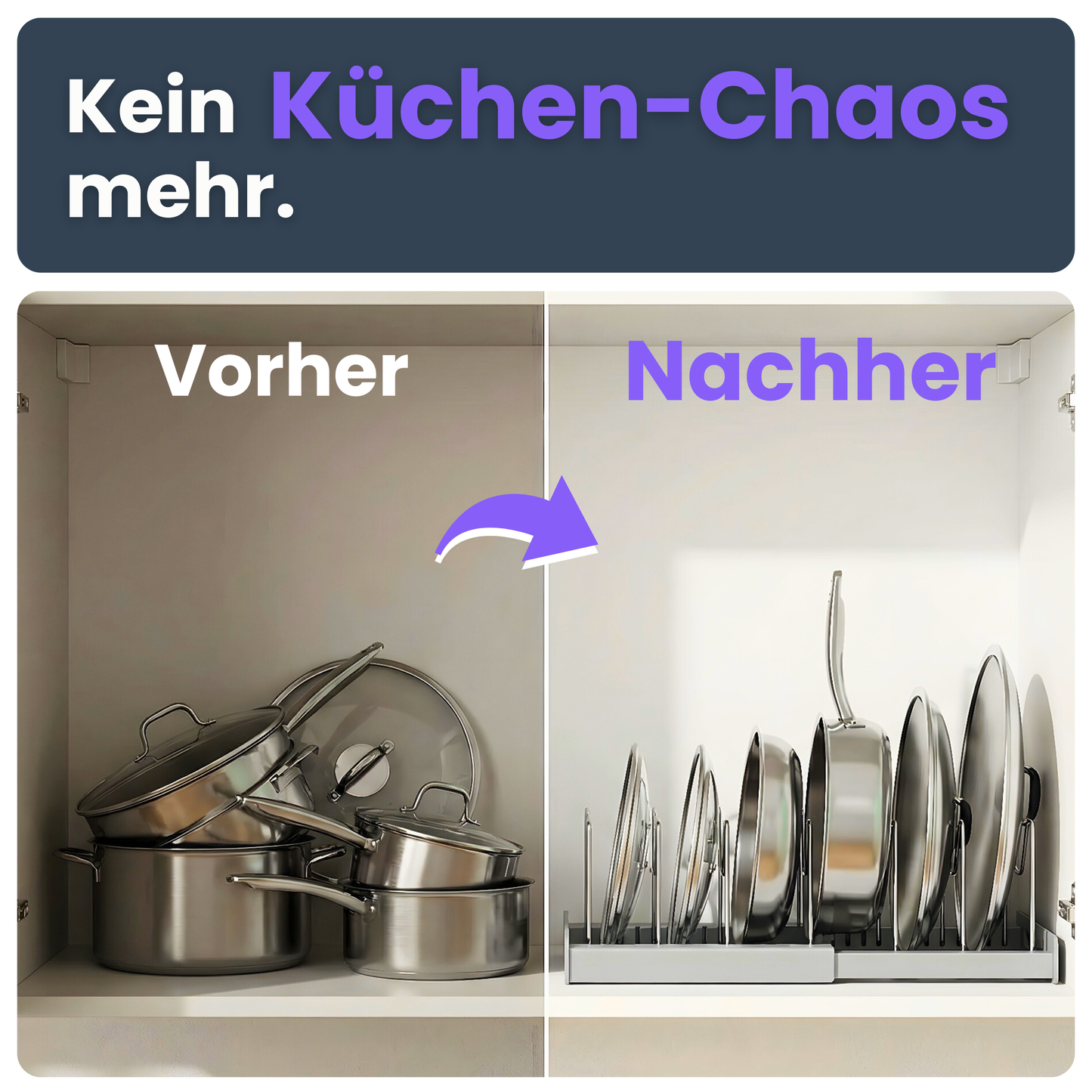 Erweiterbarer Topf-Organizer – Ordnung im Schrank, kein Chaos mehr