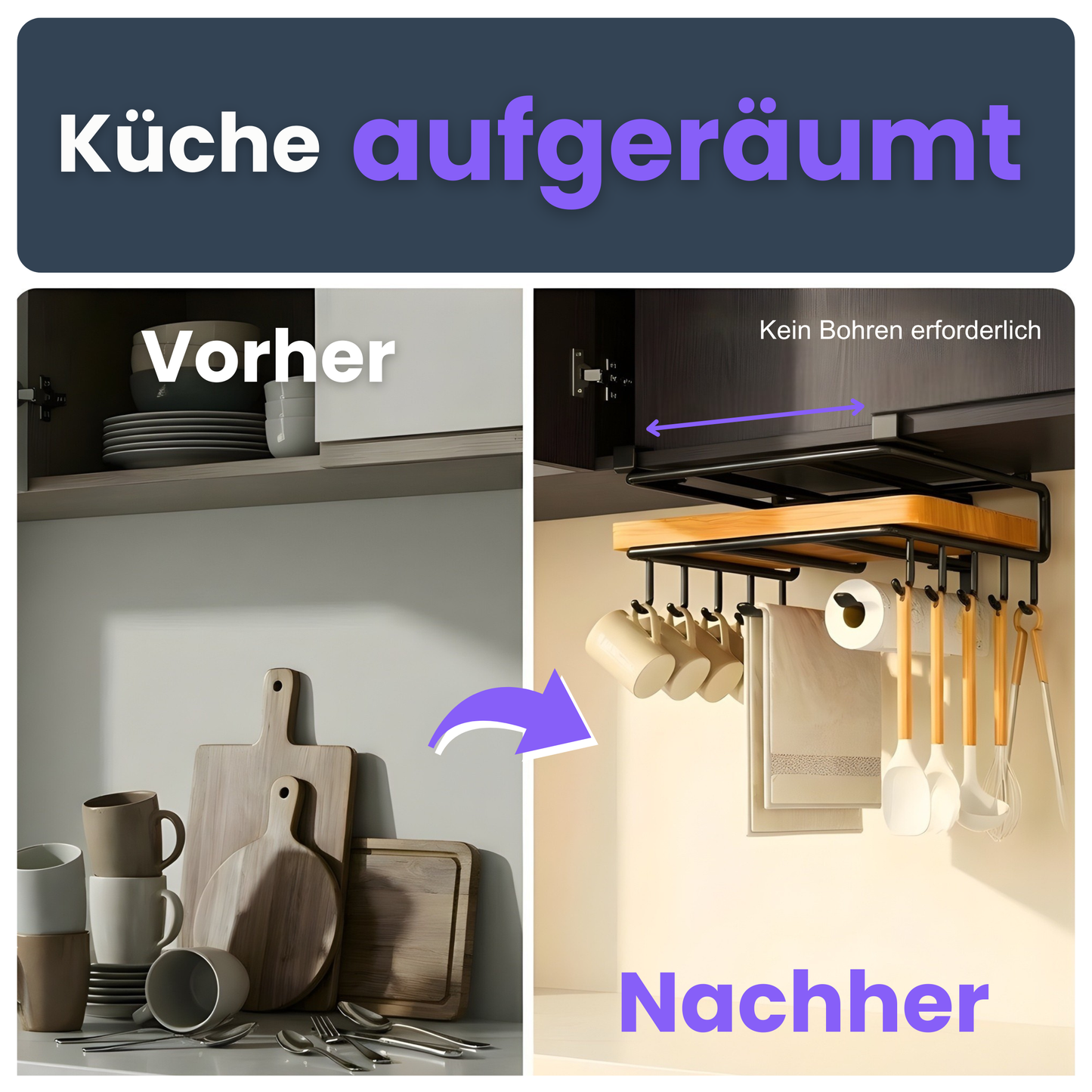 Küchen-Hängeorganizer mit Haken – Mehr Platz ohne Bohren